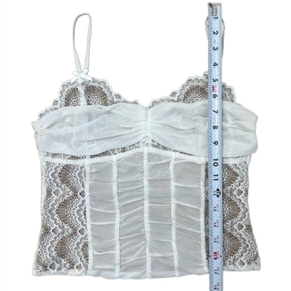 I.AM.GIA White Lace Corset Cami Top Ruched Bow Detail Y2K Fully Lined XL - Picture 11 of 14